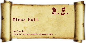 Mincz Edit névjegykártya